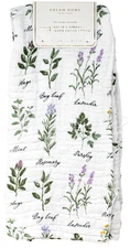 Dream Home Bay Leaf Lavender Mint Rosemary Sage Kitchen Towels 3pc Cotton Gauze