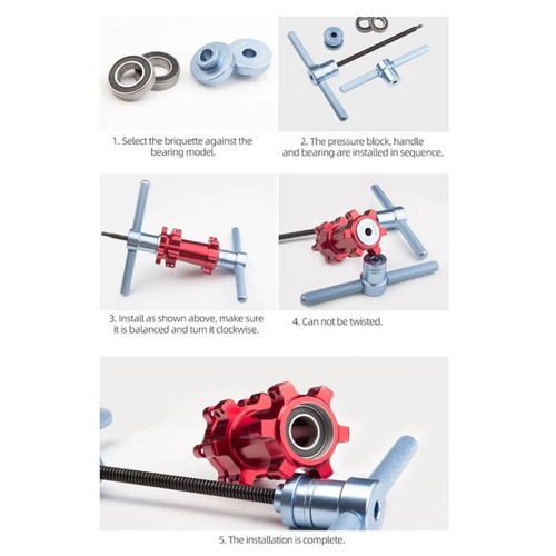 Kit de prensa de rodamientos de bicicleta Juego de herramientas de reparación de instalación de buje/rueda CNC bloques de briquetas - Imagen 10 de 10