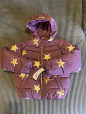R 1881 S Rothschild Girl's Puffer Coat/ Jacket Burgundy Gold Stars Sz MED 10/12