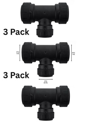 3 Pack - SharkBite ProLock 1  x 1  x 3/4  Push-to-Connect Reducing Tee Fitting