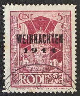INSEL RHODOS GERMANY REICH 1944 Used 5c Michel #12 V CV €900 SIGNED PICKENPACK