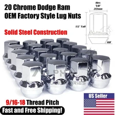 20 Chrome 9/16"-18 OEM Factory Style Lug Nuts For Dodge Ram 1500 Durango Dakota