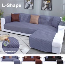 Corner Quilted Sofa Covers Protector Waterproof Reversible L Shape Couch Throw