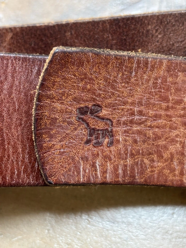 Cinturón de cuero marrón gancho y bucle Abercrombie & Fitch talla M logotipo Foto 3 de 4