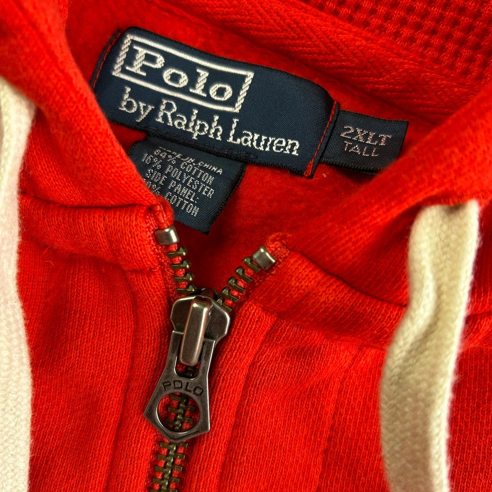 De colección Polo Ralph Lauren Sudadera con Capucha Cremallera Completa Térmica Waffle Capucha Roja 2XLT Alta y2k Foto 4 de 4