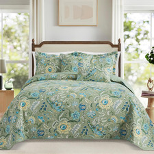 California King Quilt Sets,3 Pieces Oversized Cotton King Size Quilt Bedding Set