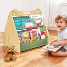 Small Bookshelf for Kids and Toddler, Double-Sided Baby Bookshelf, Montessori