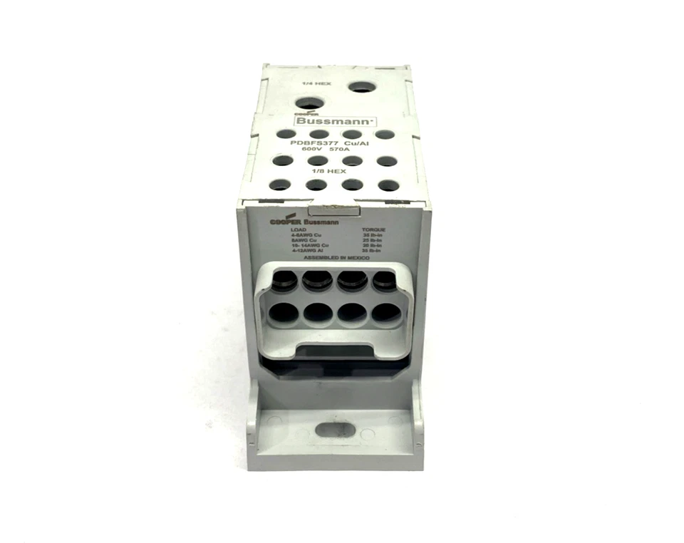 Bussmann PDBFS377 Power Distribution Block 600V AC/DC 570A, 1/8 Hex & 1/4 Hex - Image 3 of 4