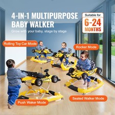 New 4-in-1 Baby Walker, Foldable Baby Activity Center on Wheels, AdjNewtable Hei