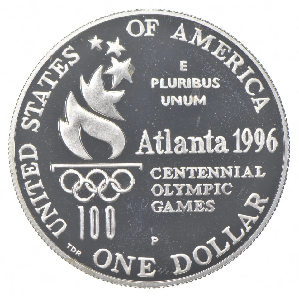 1996-P Proof Olympics Rowing Commemorative Silver Dollar $1 *1490 - Image 2 of 3