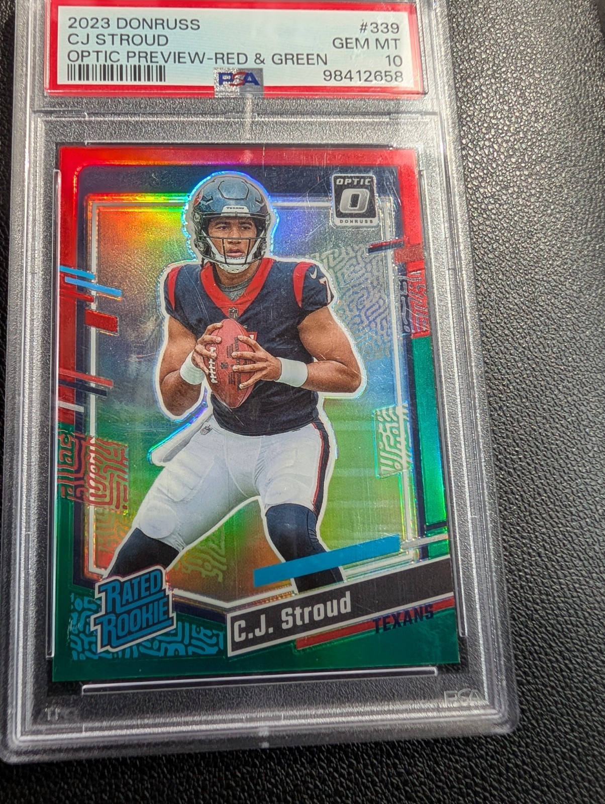 2023 Panini Donruss - C.J. Stroud 339 Optic Preview Red & Green Prizm (RC)PSA 10 view 4