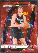 2024-25 Panini Prizm Red Cracked Ice Rookie DONOVAN CLINGAN #221 Trail Blazers
