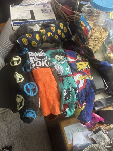 Dragon Ball Z Anime Boys Socks Lot Goku All Might Size L Multicolor