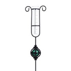 Rain Gauge Outdoor, Metal Gazing Ball Decorative with Stake for Lawn, Yard an.