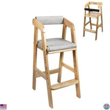 PandaEar Adjustable Wooden High Chair for Toddlers - Versatile Feeding Chair