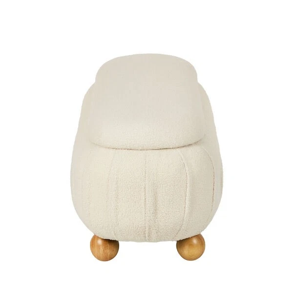 Boucle Storage Ottoman Oval Bench 103cm | EXTG