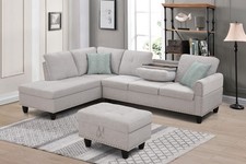 98" Wide L-Shaped Sectional Sofa Set Chaise Living Room Couch Storage Ottoman