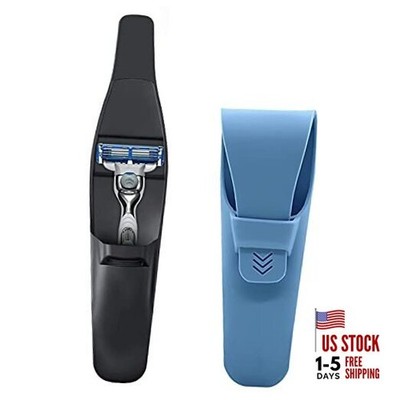  2 Pack Silicone Razor Travel Case, Compatible with Gillette, Blue+Black