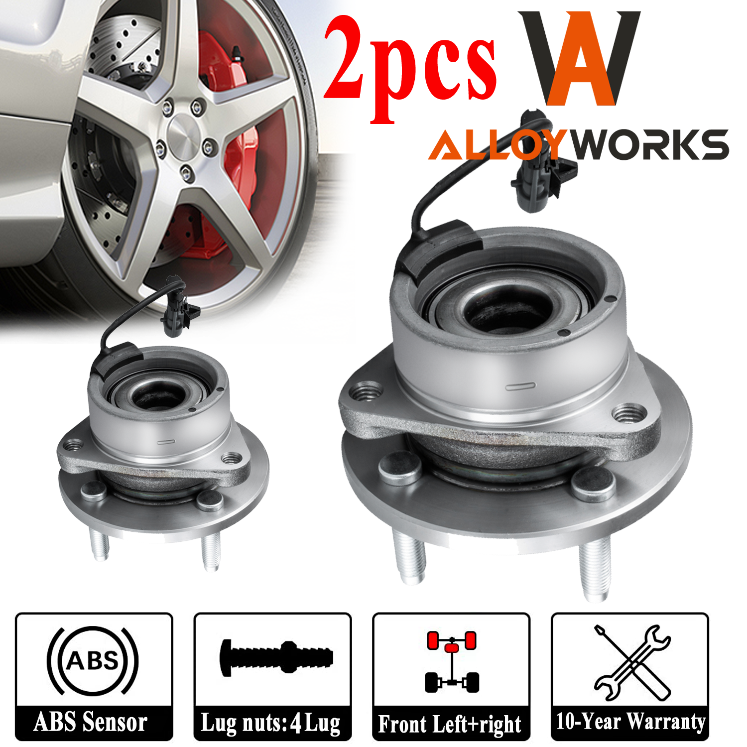 2PCS Front Wheel Bearing Hub 4Lug fits Chevy Cobalt Saturn Ion Pontiac