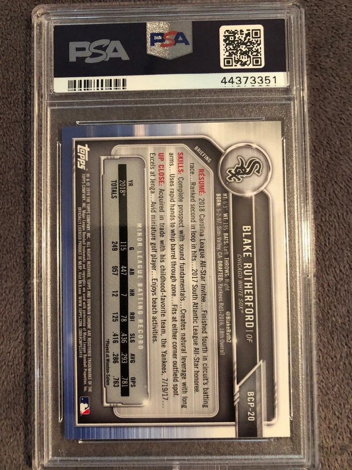 2019 Bowman Mega Box Chrome 1st Blake Rutherford Gold MOJO Ref PSA 10 💎 POP 1 - Image 2 of 2