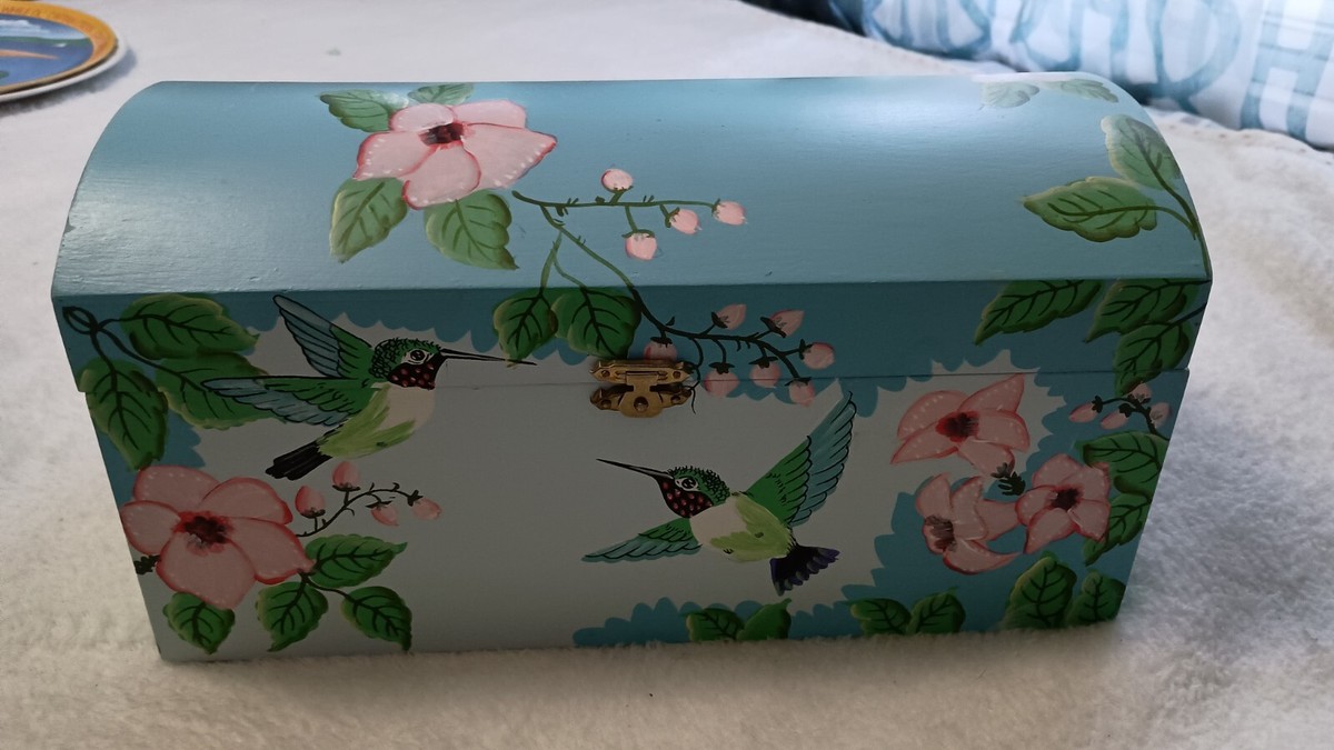Trunk HUMMINGBIRD Hinged KEEPSAKE,JEWELRY,HOME DECOR WOOD Bird BOX