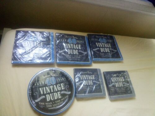 Vintage Dude 40 Jahre The Man Myth Legend Party Teller Servietten Konvolut.