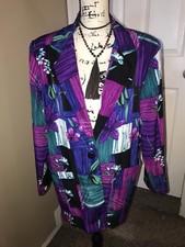 Womens Vintage Blazer BFA CLASSICS Floral Polyester Sz M