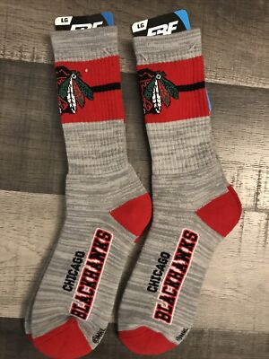 CHICAGO BLACKHAWKS NHL HOCKEY JERSEY LOGO FIRST STRING CREW SOCKS LRG 2 PAIR SET