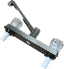 Ultra Faucets MU9125A RV Kitchen Faucet Dual Knob Brushed Nickel Camper-Trailer