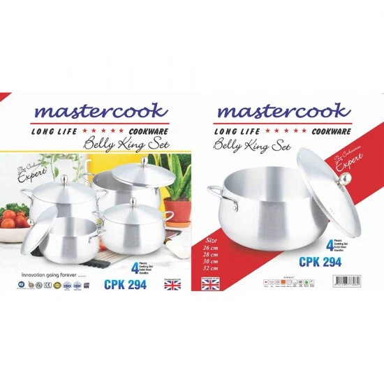 5pcs Large Aluminium Cookware King Belly Pot Set Professional Stew Catering