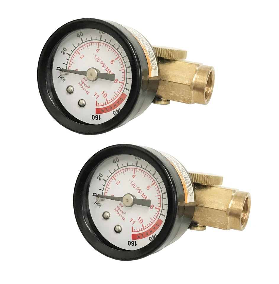 2 PACK 1/4" In Line Air Regulator w/ Pressure Gauge HVLP Paint Gun Tool Control  - Image 2 of 4