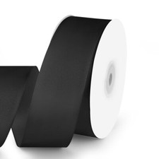 1-1/2" Wide x 50 Yards Black Single Faced Polyester Satin Ribbon Black Satin ...