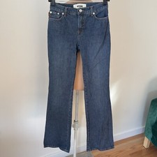 Moschino Peace Sign Vintage Y2K 2000 Mid-Rise Stretch Denim Bootcut Jeans EUC 26