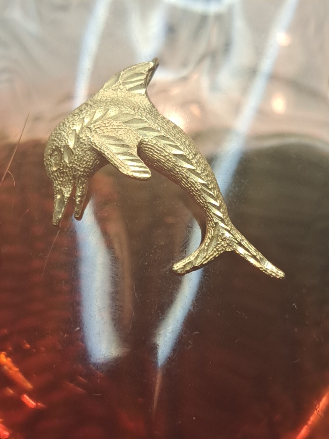 Solid 14 Karat Yellow Solid Gold Dolphin Pendant … - image 4