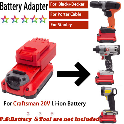 Adapter For Craftsman 20V Battery to Black+Decker/Porter Cable/Stanley 20V Tools