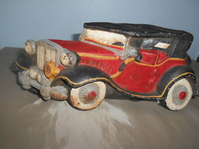 Vintage Cast Iron Model T Car Figural Doorstop/Bookend Signed BIG ARROW EUC