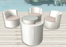 SET SEDIE RATTAN BIANCO TAVOLO POLTRONE DIVANO ARREDO GIARDINO MODERNO TOTEM -IT