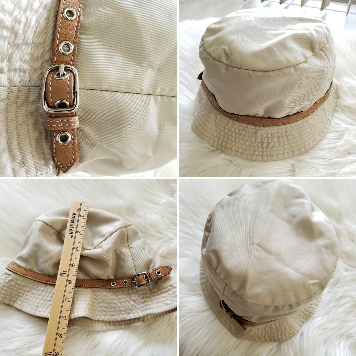 Coach Brown & Tan Signature Bucket Hat with Gold Trim and Gold Buckle Band Coach Signature Canvas Bucket Hat in Tan & Brown | eBay main image 3
