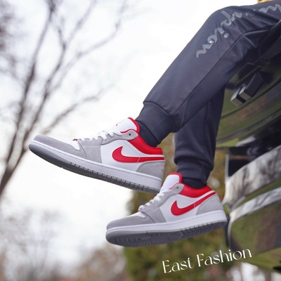 air jordan 1 low smoke grey gym red