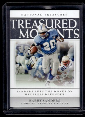2019 Panini National Treasures Treasured Moments Barry Sanders /75 Lions