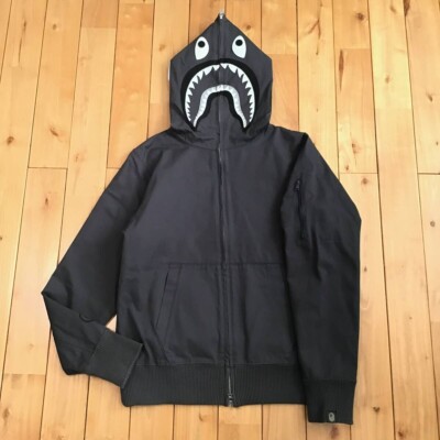 2012 BAPE Herringbone shark full zip hoodie Gray A Bathing Ape