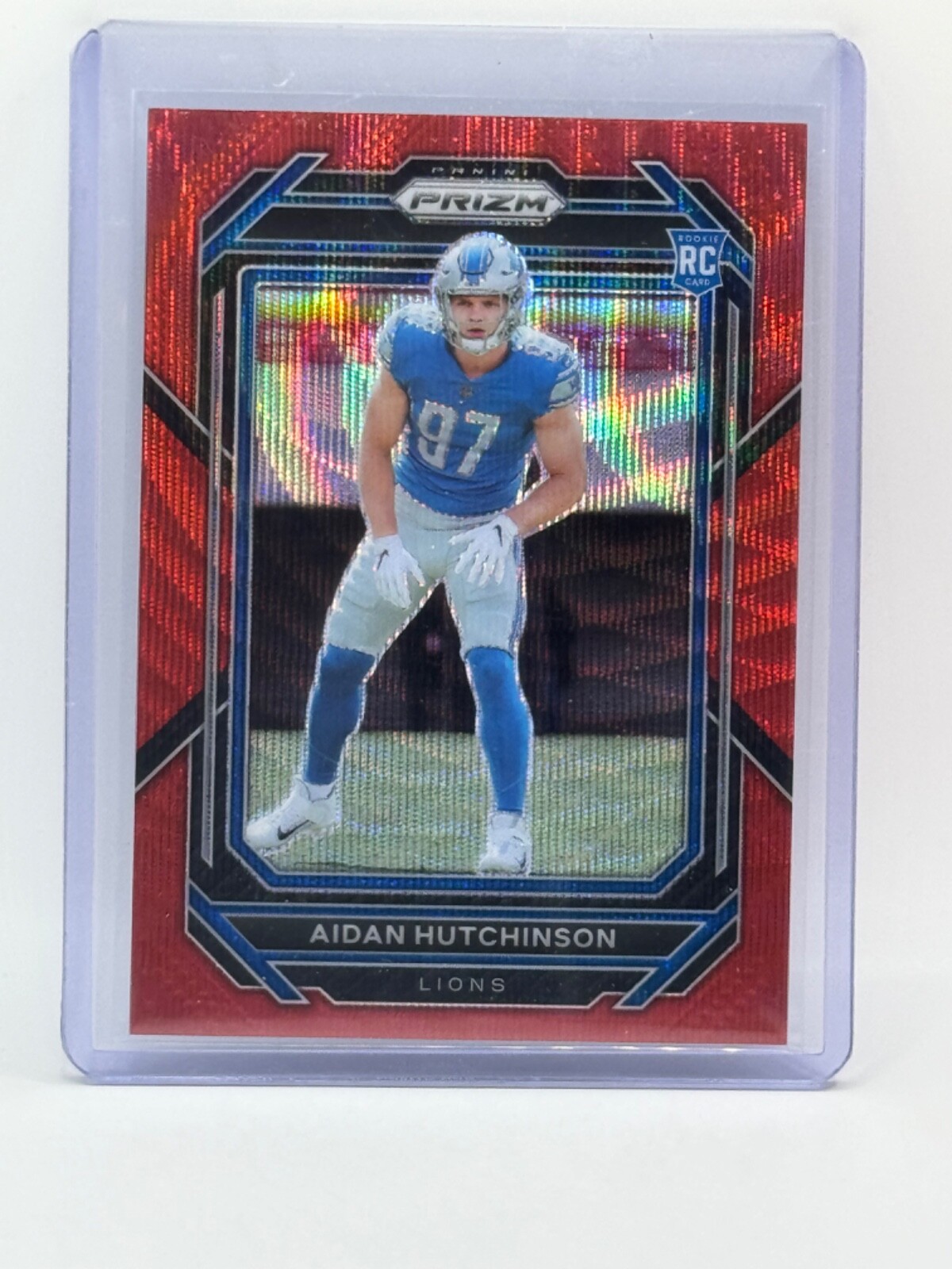 Aidan Hutchinson 2022 Prizm Red Wave Rookie #340 12/149 Lions