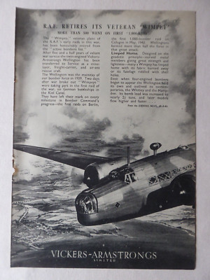 6/1945 PUB VICKERS ARMSTRONGS RAF WIMPEY BOMBER ORIGINAL AD