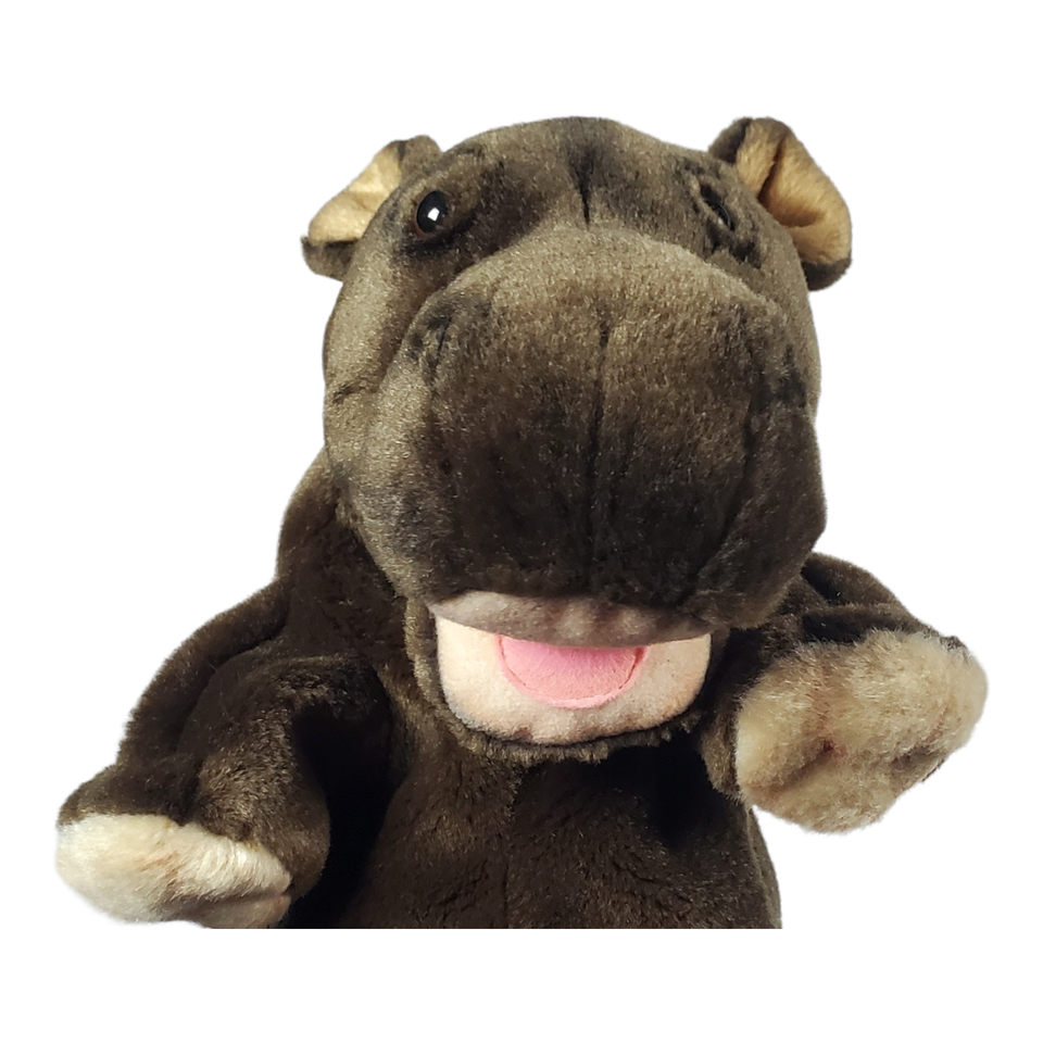Hansa Hippo Hippopotamus Hand Puppet Realistic Brown Pretend Play