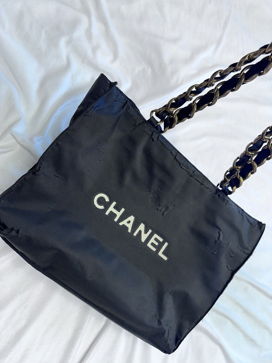 Chanel Rare Vintage Big CC Logo Large Chain Tote | eBay