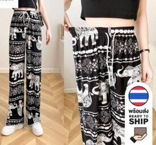 Trousers Elephant Thai Ladies Pants Light Comfortable Beautiful Freesize:Black1