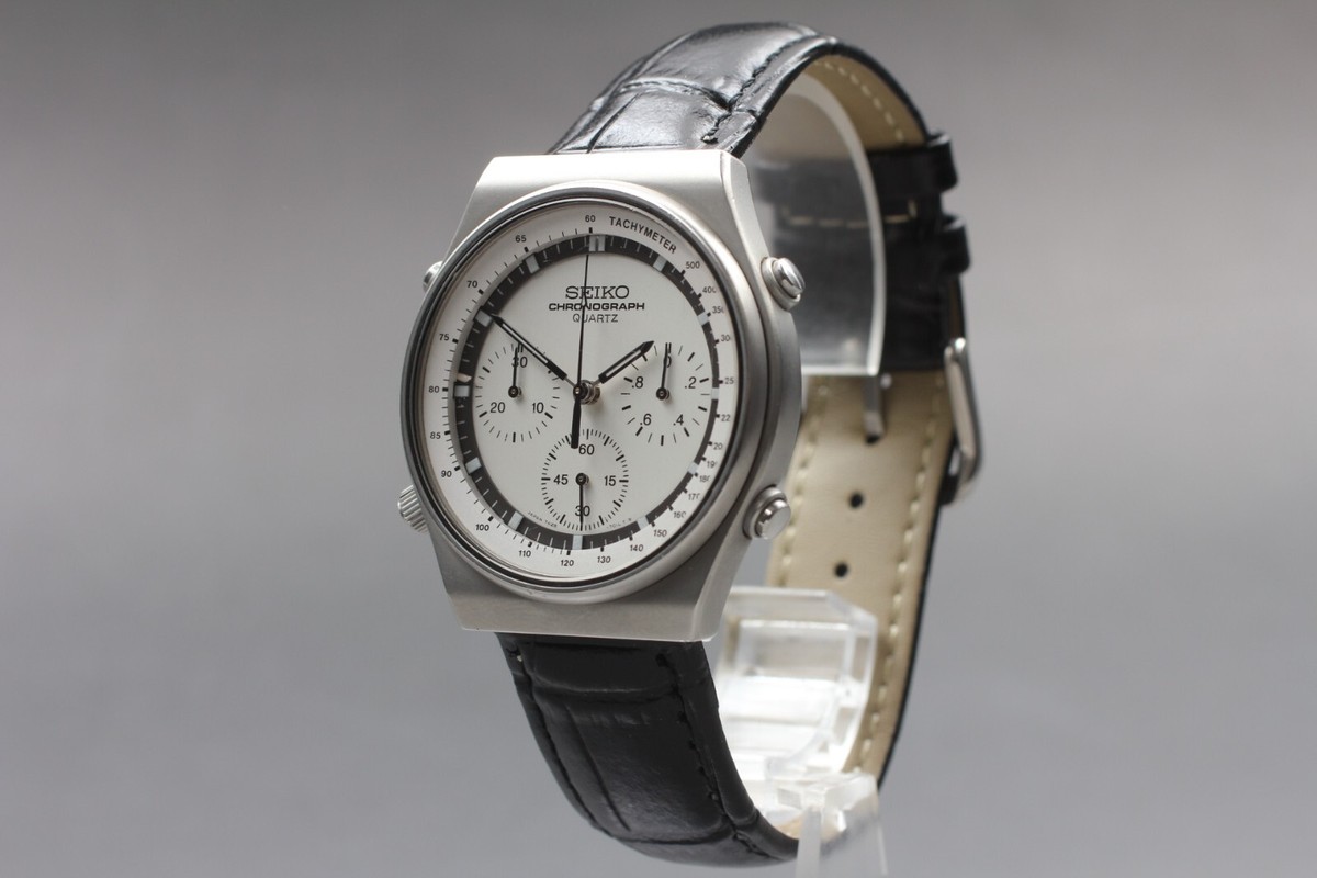 Vintage Seiko Chronograph 7A28-7010 Silver White Quartz Mens