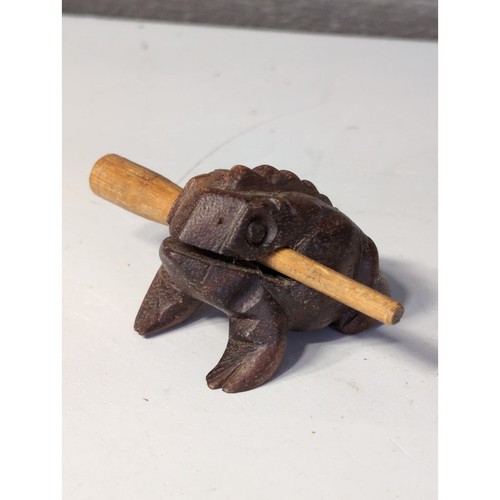 Sml Handmade Wooden Croaking Frog Rasp Guiro Tone Block Animal Music Instrument
