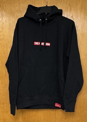 NEW TMC The Marathon Clothing Hoodie Mens Medium Black Sweatshirt NWT Bar Logo
