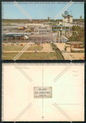 Postcard Frankfurt am Main airfield airport tarmac aircraft passengers tower